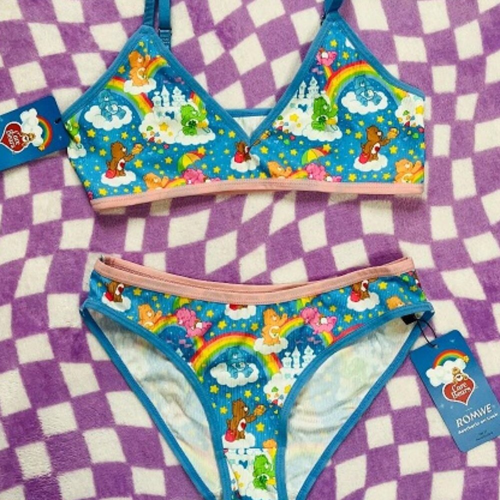 NWT Care Bears x Romwe bra and panty set size S